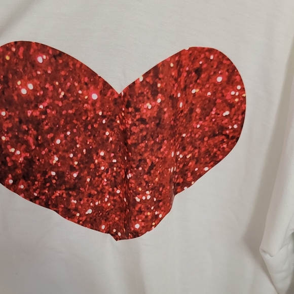 Shoulder Out Blouse Long Striped Sleeve 2XL Heart on Front - Picture 3 of 5